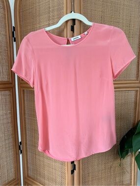 MARCS Silk T-shirt in Coral Pink Size: XS |Summer Business Casual